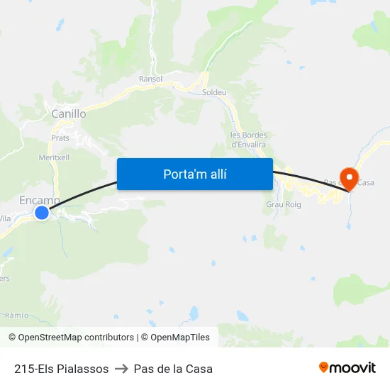 215-Els Pialassos to Pas de la Casa map