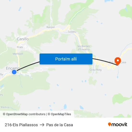 216-Els Piallassos to Pas de la Casa map