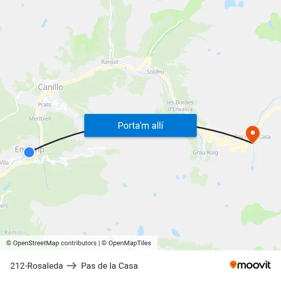 212-Rosaleda to Pas de la Casa map