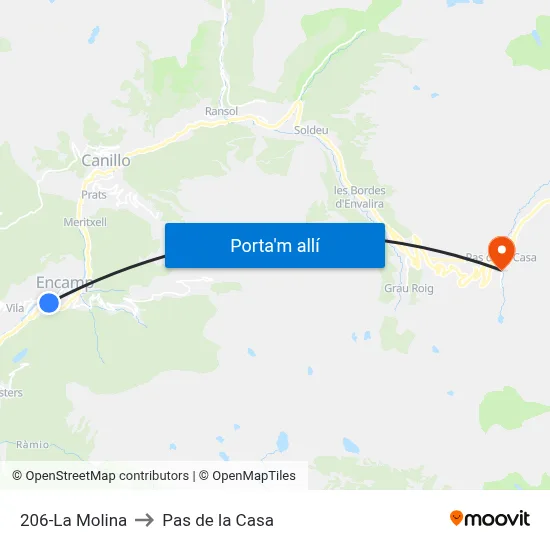 206-La Molina to Pas de la Casa map