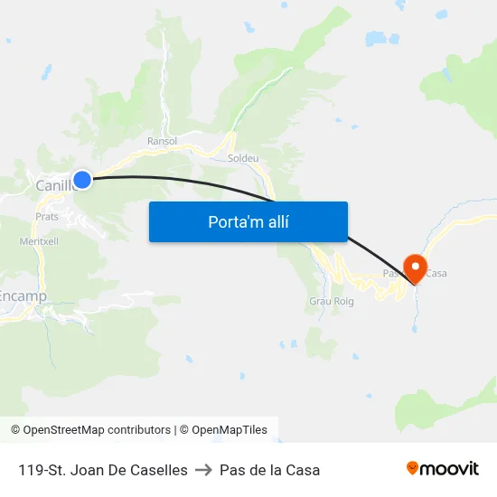 119-St. Joan De Caselles to Pas de la Casa map