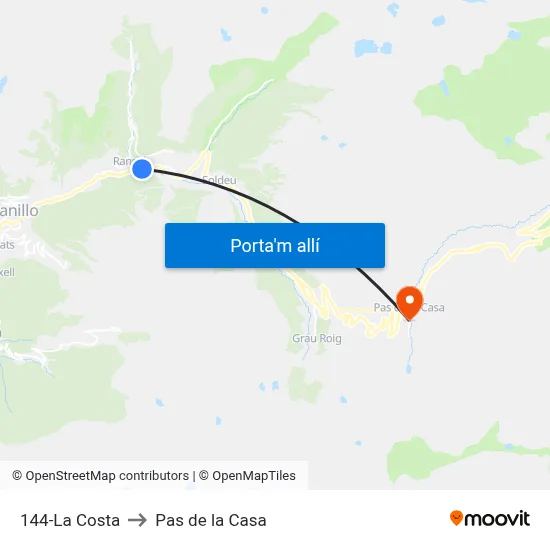 144-La Costa to Pas de la Casa map