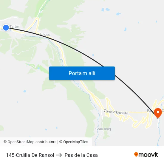 145-Cruïlla De Ransol to Pas de la Casa map