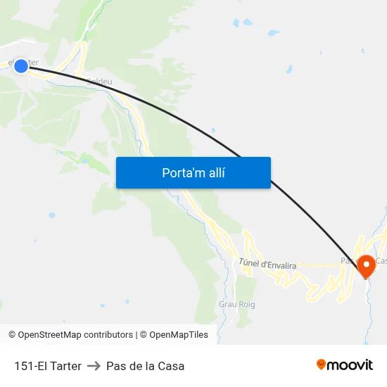 151-El Tarter to Pas de la Casa map