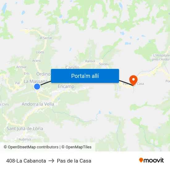 408-La Cabanota to Pas de la Casa map