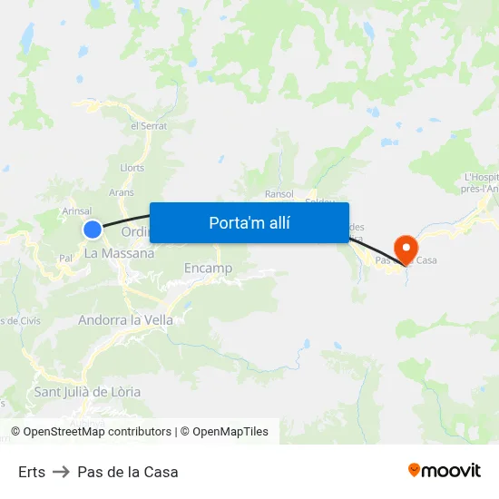 Erts to Pas de la Casa map