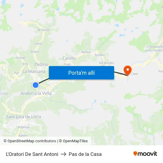 L'Oratori De Sant Antoni to Pas de la Casa map