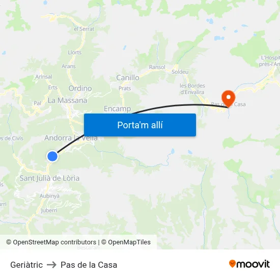 Geriàtric to Pas de la Casa map