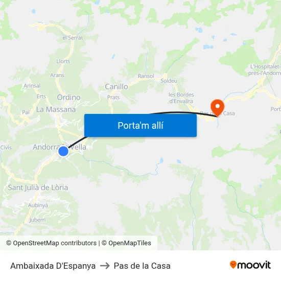 Ambaixada D'Espanya to Pas de la Casa map