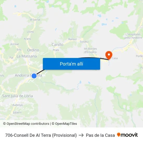 706-Consell De Al Terra (Provisional) to Pas de la Casa map