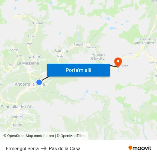 Ermengol Serra to Pas de la Casa map
