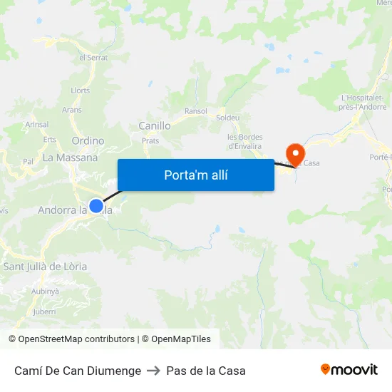 Camí De Can Diumenge to Pas de la Casa map
