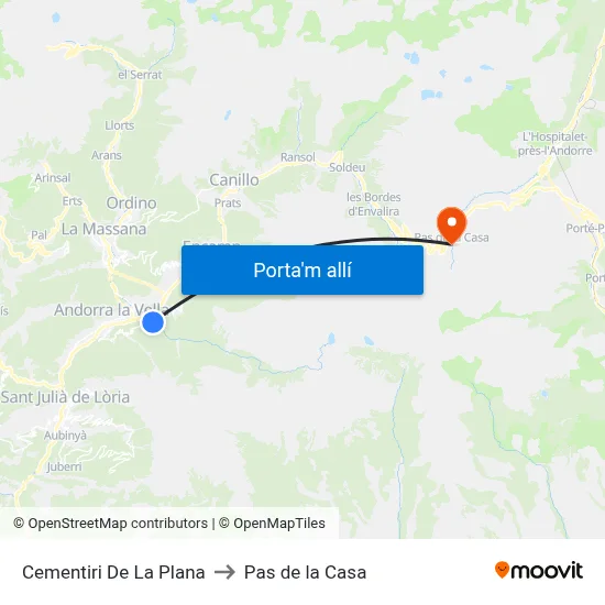 Cementiri De La Plana to Pas de la Casa map