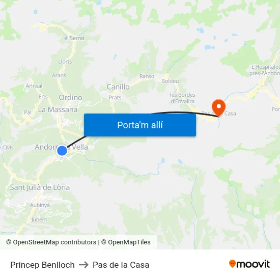 Príncep Benlloch to Pas de la Casa map