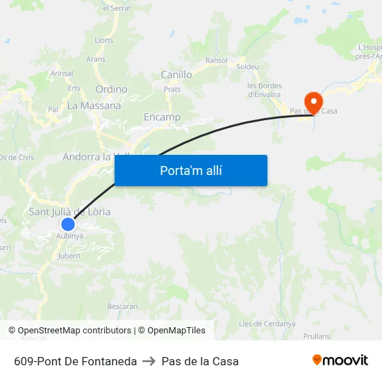 609-Pont De Fontaneda to Pas de la Casa map