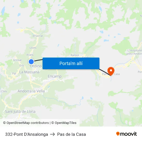 332-Pont D'Ansalonga to Pas de la Casa map