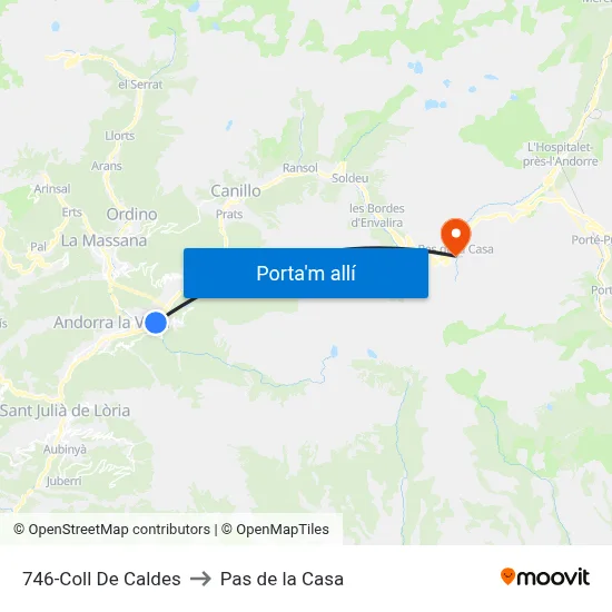 746-Coll De Caldes to Pas de la Casa map