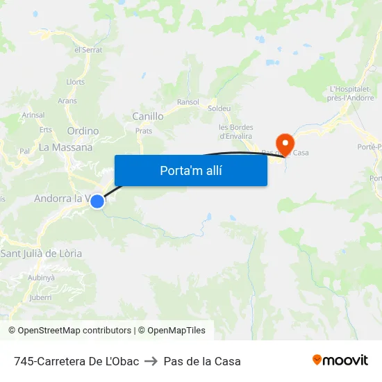 745-Carretera De L'Obac to Pas de la Casa map