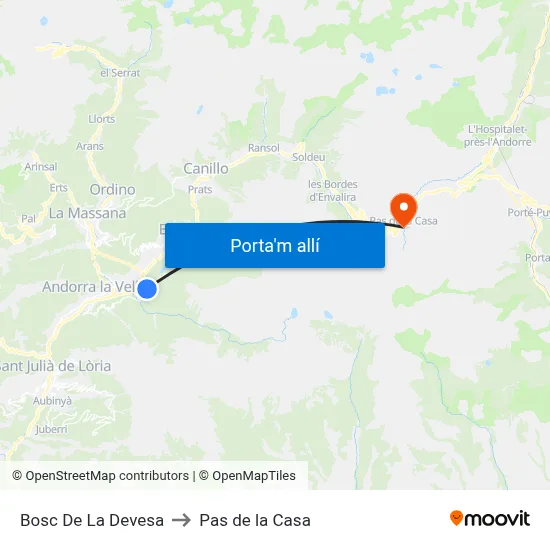 Bosc De La Devesa to Pas de la Casa map