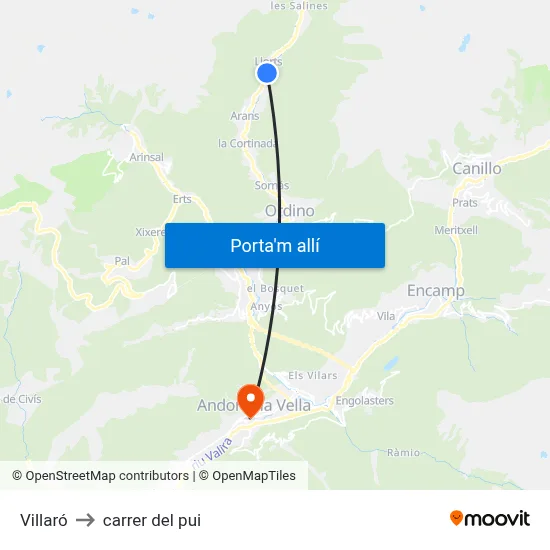 Villaró to carrer del pui map