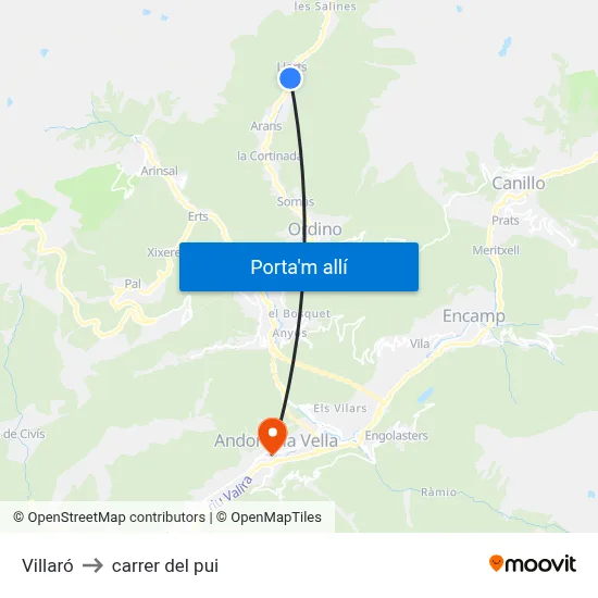 Villaró to carrer del pui map