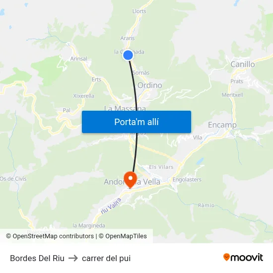 Bordes Del Riu to carrer del pui map