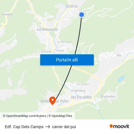 Edf. Cap Dels Camps to carrer del pui map