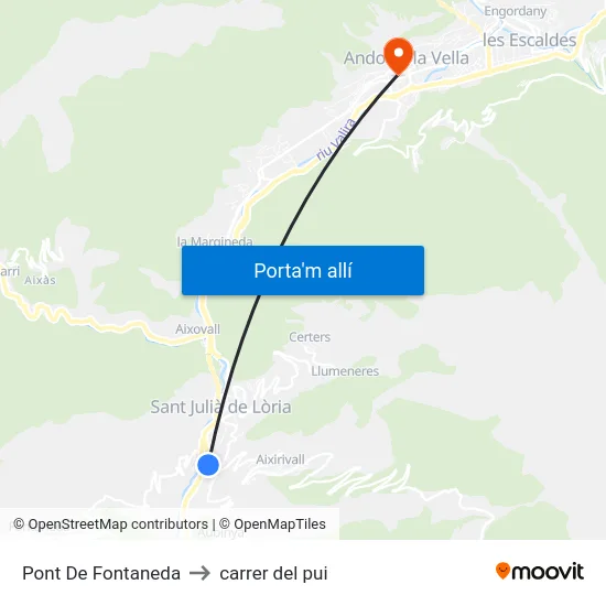 Pont De Fontaneda to carrer del pui map