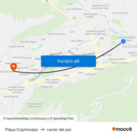 Plaça Coprínceps to carrer del pui map