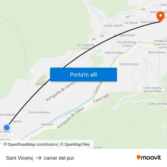 Sant Vicenç to carrer del pui map