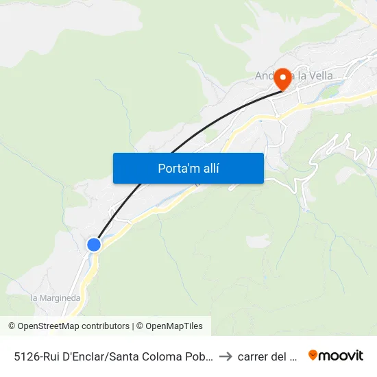 5126-Rui D'Enclar/Santa Coloma Pobles to carrer del pui map