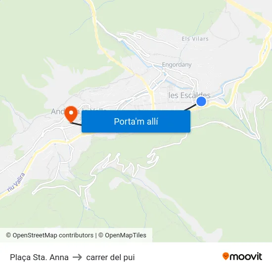 701-Plaça Sta. Anna to carrer del pui map