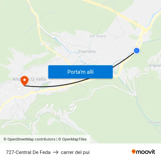 727-Central De Feda to carrer del pui map