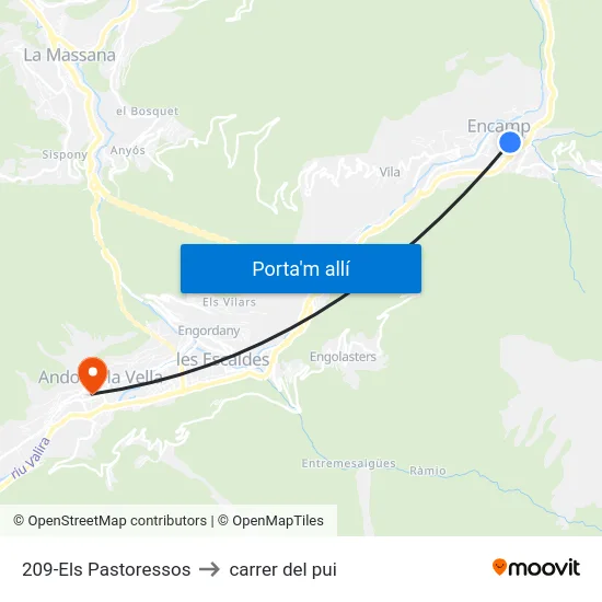 209-Els Pastoressos to carrer del pui map