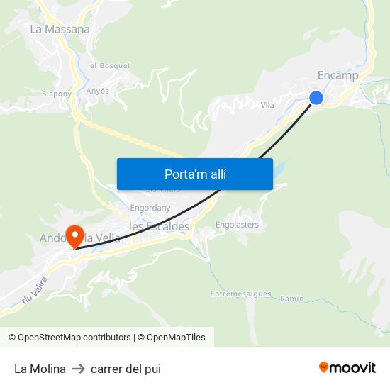 La Molina to carrer del pui map