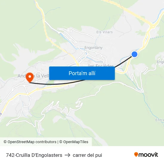 742-Cruïlla D'Engolasters to carrer del pui map
