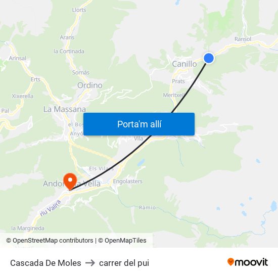Cascada De Moles to carrer del pui map