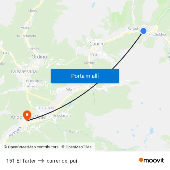 151-El Tarter to carrer del pui map