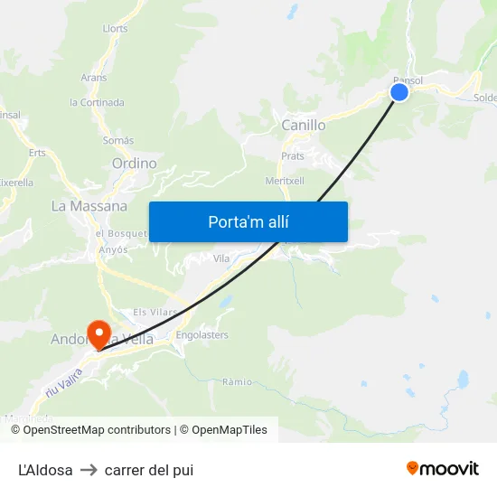 134-L'Aldosa to carrer del pui map