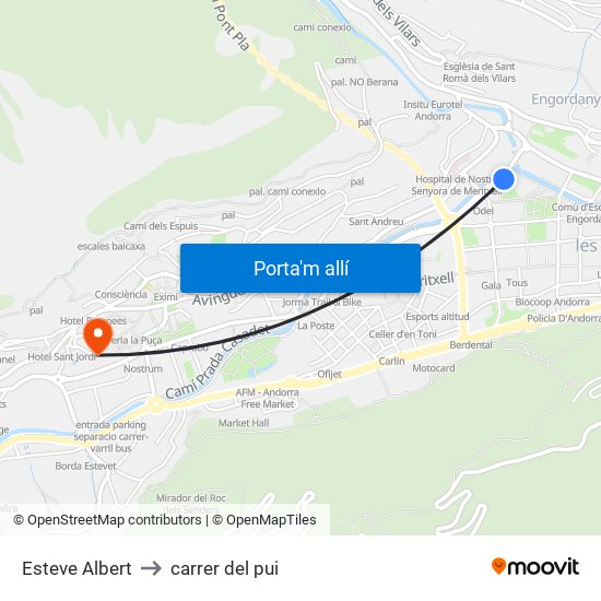 Esteve Albert to carrer del pui map