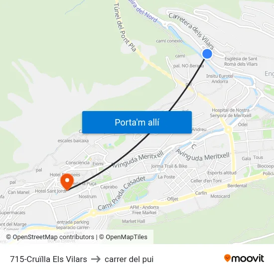 715-Cruïlla Els Vilars to carrer del pui map