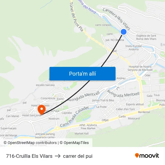 716-Cruïlla Els Vilars to carrer del pui map