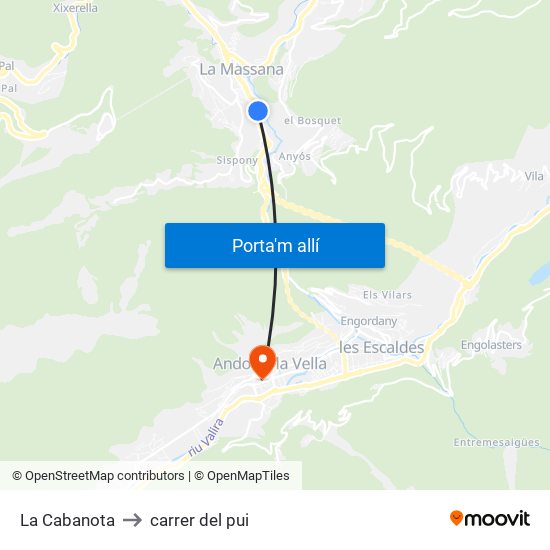 La Cabanota to carrer del pui map