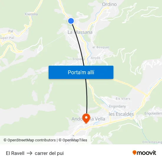 El Ravell to carrer del pui map