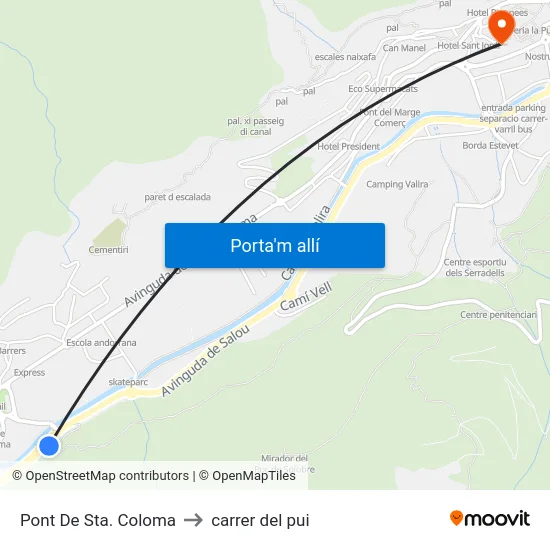 Pont De Sta. Coloma to carrer del pui map