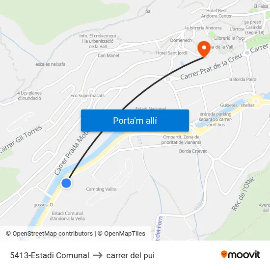 5413-Estadi Comunal to carrer del pui map