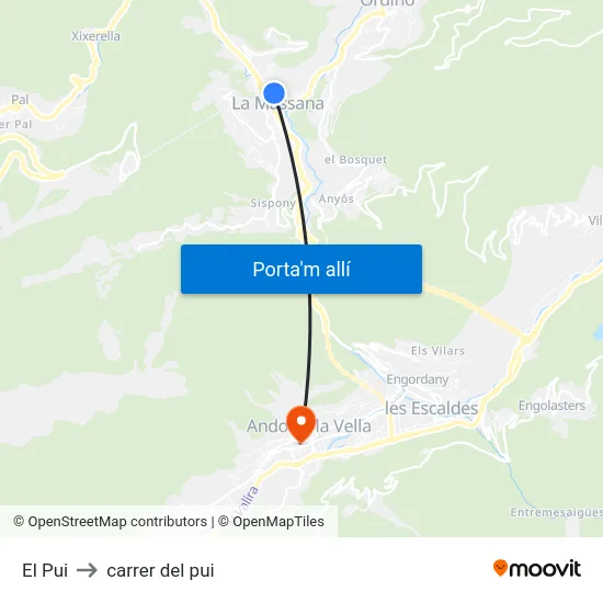 El Pui to carrer del pui map