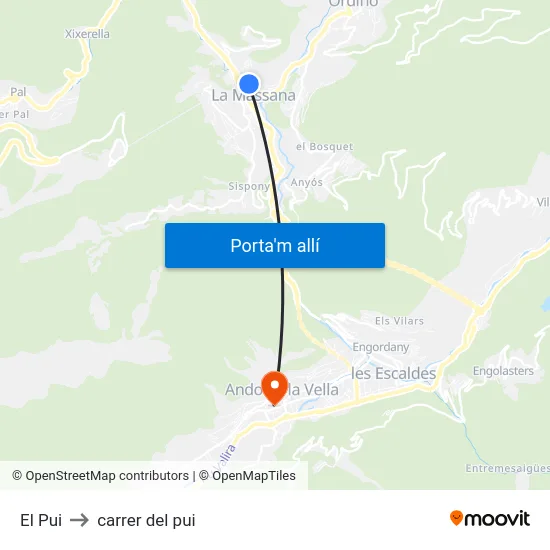 El Pui to carrer del pui map