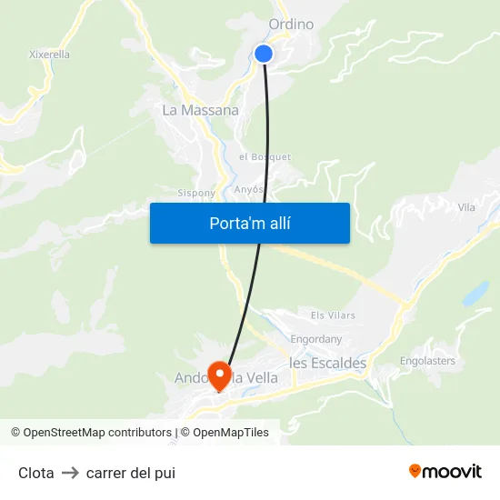 Clota to carrer del pui map
