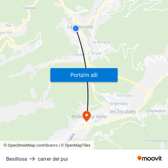 Besillosa to carrer del pui map